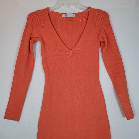 Free People Womens Trixie Beach Maxi Ribbed Knit Sweater Dress Size Small Orange - Picture 2 of 9